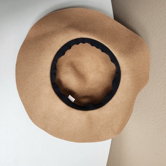 World Market Womens Tan 100% Wool Wide Brim Boho Hat - Picture 6 of 8